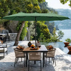 Captiva Designs 9'x15' Rectangular Outdoor Market Umbrella with Crank Handle Light