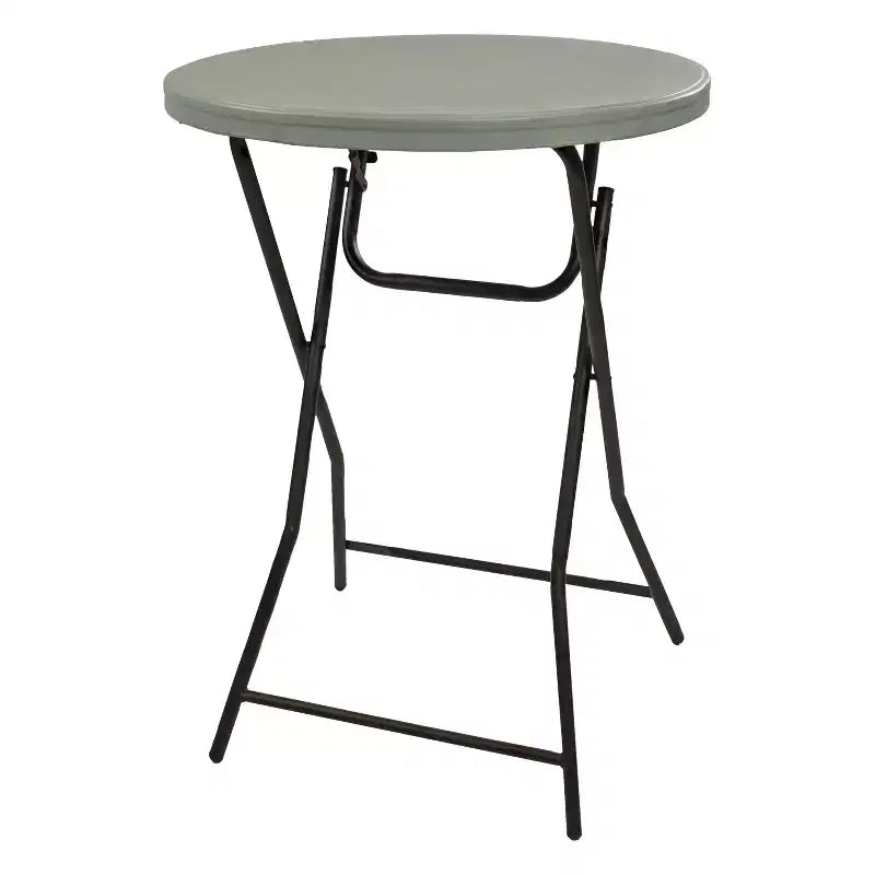 Sunnydaze Outdoor Folding Round Patio Bar-Height Table with Iron Legs and Plastic Top - 31.75 - Gray