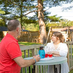Sunnydaze Outdoor Folding Round Patio Bar-Height Table with Iron Legs and Plastic Top - 31.75 - Gray