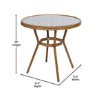 Emma & Oliver Soie Indoor/Outdoor Bistro Style 31.5 in. Table with PE Rattan, Glass Top, and Two Chairs - Metal Frame