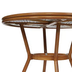 Merrick Lane Celia Bistro Style Table with Glass Top, PE Rattan, 4 Stack Chairs, and Bamboo Finished Metal Frame for Indoor/Outdoor Use