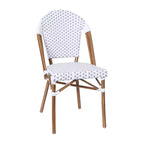 Emma & Oliver Colmar Indoor/Outdoor Bistro Style 31.5 in. Table with PE Rattan, Glass Top, and Four Chairs - Metal Frame
