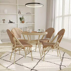 Emma & Oliver Colmar Indoor/Outdoor Bistro Style 31.5 in. Table with PE Rattan, Glass Top, and Four Chairs - Metal Frame