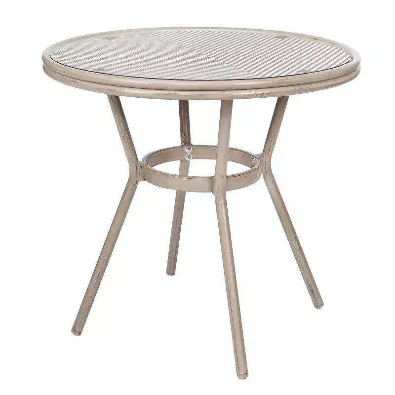 Emma & Oliver Massalia Indoor/Outdoor Bistro Style 31.5 in. Table with Textilene, Glass Top, and Four Chairs - Metal Frame