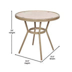 Emma & Oliver Colmar Indoor/Outdoor Bistro Style 31.5 in. Table with PE Rattan, Glass Top, and Two Chairs - Metal Frame