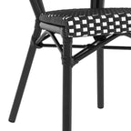 Merrick Lane Celia Stacking Thonet Bistro Style Chair, PE Rattan Seat, and Metal Frame for Indoor/Outdoor Use