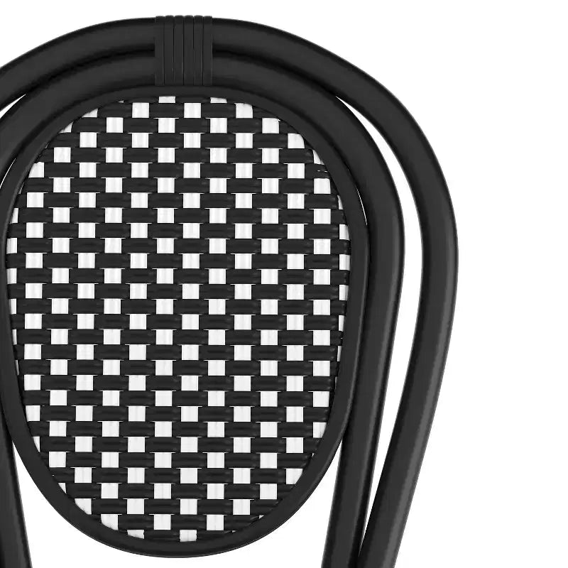 Merrick Lane Celia Stacking Thonet Bistro Style Chair, PE Rattan Seat, and Metal Frame for Indoor/Outdoor Use