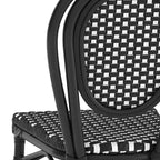 Merrick Lane Celia Stacking Thonet Bistro Style Chair, PE Rattan Seat, and Metal Frame for Indoor/Outdoor Use