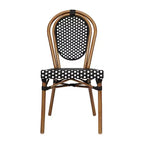 Merrick Lane Celia Stacking Thonet Bistro Style Chair, PE Rattan Seat, and Metal Frame for Indoor/Outdoor Use