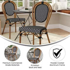 Merrick Lane Celia Stacking Thonet Bistro Style Chair, PE Rattan Seat, and Metal Frame for Indoor/Outdoor Use