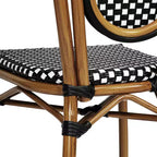 Merrick Lane Celia Stacking Thonet Bistro Style Chair, PE Rattan Seat, and Metal Frame for Indoor/Outdoor Use