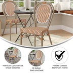 Merrick Lane Celia Stacking Thonet Bistro Style Chair, PE Rattan Seat, and Metal Frame for Indoor/Outdoor Use
