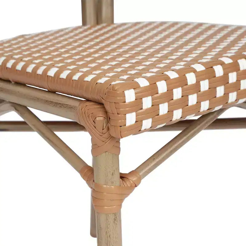 Merrick Lane Celia Stacking Thonet Bistro Style Chair, PE Rattan Seat, and Metal Frame for Indoor/Outdoor Use