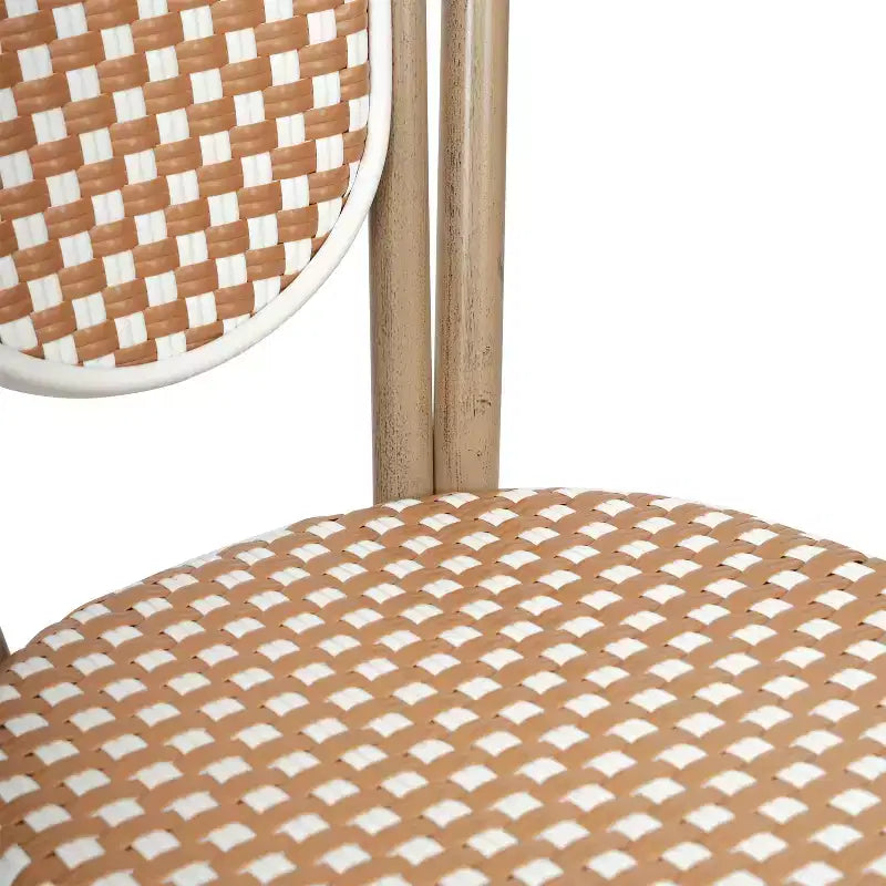 Merrick Lane Celia Stacking Thonet Bistro Style Chair, PE Rattan Seat, and Metal Frame for Indoor/Outdoor Use