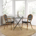 Merrick Lane Celia Stacking Thonet Bistro Style Chair, PE Rattan Seat, and Metal Frame for Indoor/Outdoor Use