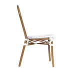 Merrick Lane Celia Stacking Thonet Bistro Style Chair, PE Rattan Seat, and Metal Frame for Indoor/Outdoor Use