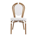 Merrick Lane Celia Stacking Thonet Bistro Style Chair, PE Rattan Seat, and Metal Frame for Indoor/Outdoor Use