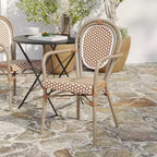 Merrick Lane Celia Stacking Thonet Bistro Style Chair, PE Rattan Seat, and Metal Frame for Indoor/Outdoor Use