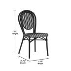 Merrick Lane Celia Stacking Thonet Bistro Style Chair, PE Rattan Seat, and Metal Frame for Indoor/Outdoor Use