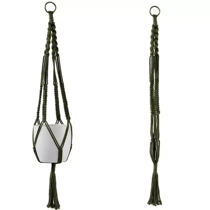 Tierra Garden 35 Macrame Plant Hanger  Boho Chic Accent, Available in Beige, Green, and Gray, Perfectly Fits 6.3 Indoor Ceramic Pot