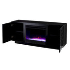 SEI Furniture Delauro Color Changing Electric Fireplace Media TV Stand with Storage