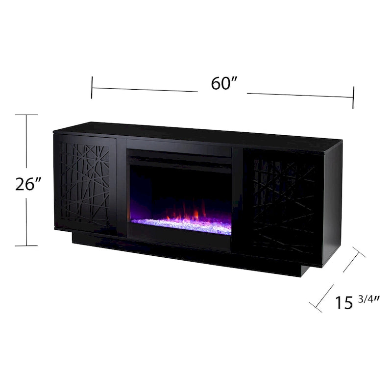 SEI Furniture Delauro Color Changing Electric Fireplace Media TV Stand with Storage