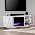 SEI Furniture Delauro Color Changing Electric Fireplace Media TV Stand with Storage