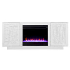 SEI Furniture Delauro Color Changing Electric Fireplace Media TV Stand with Storage