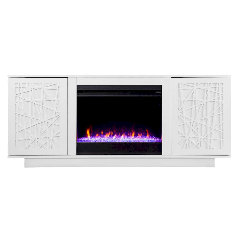 SEI Furniture Delauro Color Changing Electric Fireplace Media TV Stand with Storage