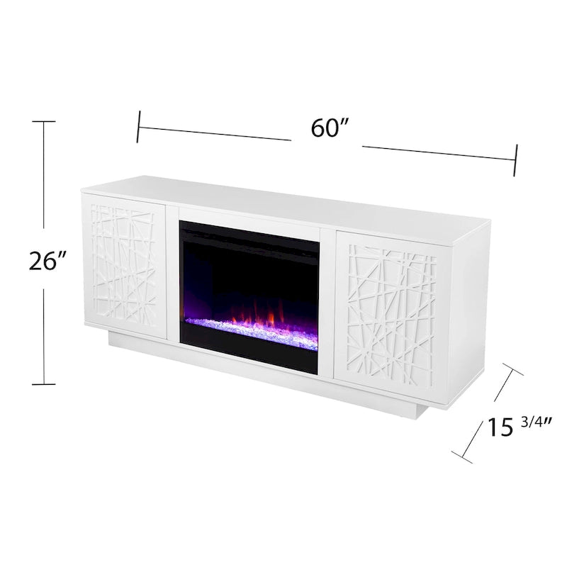 SEI Furniture Delauro Color Changing Electric Fireplace Media TV Stand with Storage