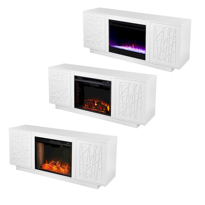 SEI Furniture Delauro Color Changing Electric Fireplace Media TV Stand with Storage