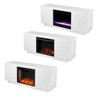 SEI Furniture Delauro Color Changing Electric Fireplace Media TV Stand with Storage