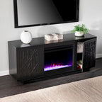 SEI Furniture Delauro Color Changing Electric Fireplace Media TV Stand with Storage