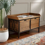 SAFAVIEH Vasilija Antique Pewter/ Light Ash Storage Bench - 33 x 15.7 x 20 - 33Wx16Dx20H