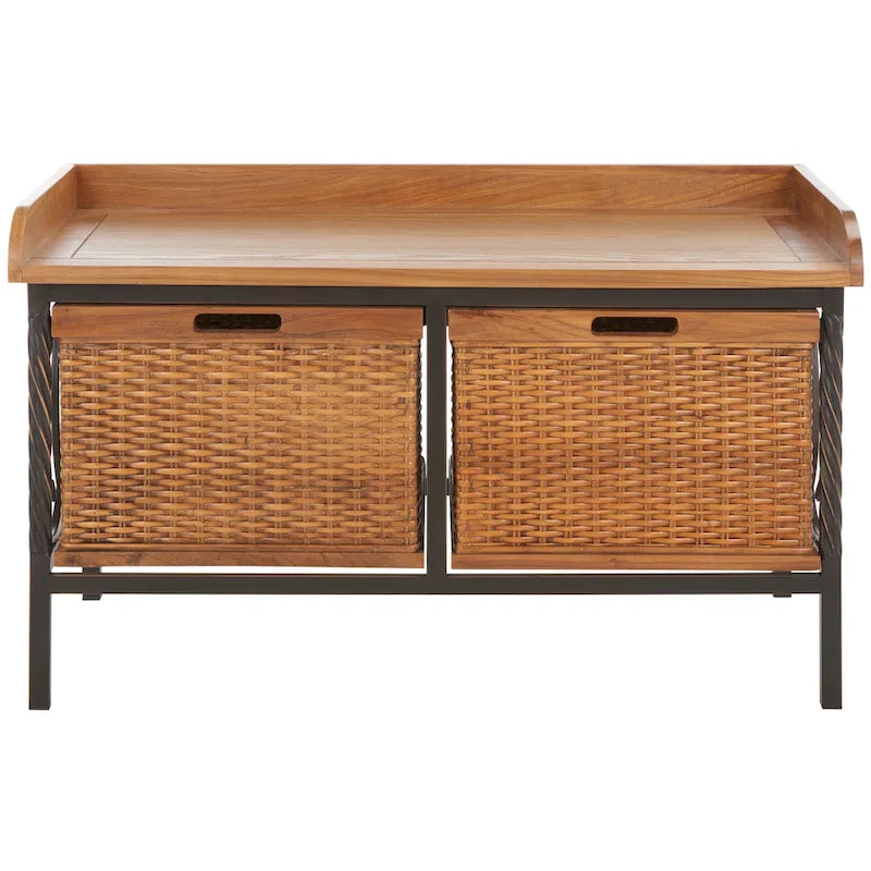 SAFAVIEH Vasilija Antique Pewter/ Light Ash Storage Bench - 33 x 15.7 x 20 - 33Wx16Dx20H