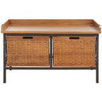 SAFAVIEH Vasilija Antique Pewter/ Light Ash Storage Bench - 33 x 15.7 x 20 - 33Wx16Dx20H