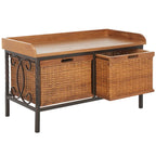 SAFAVIEH Vasilija Antique Pewter/ Light Ash Storage Bench - 33 x 15.7 x 20 - 33Wx16Dx20H