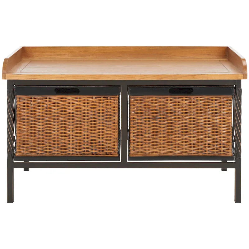 SAFAVIEH Vasilija Antique Pewter/ Light Ash Storage Bench - 33 x 15.7 x 20 - 33Wx16Dx20H