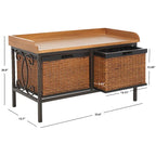 SAFAVIEH Vasilija Antique Pewter/ Light Ash Storage Bench - 33 x 15.7 x 20 - 33Wx16Dx20H