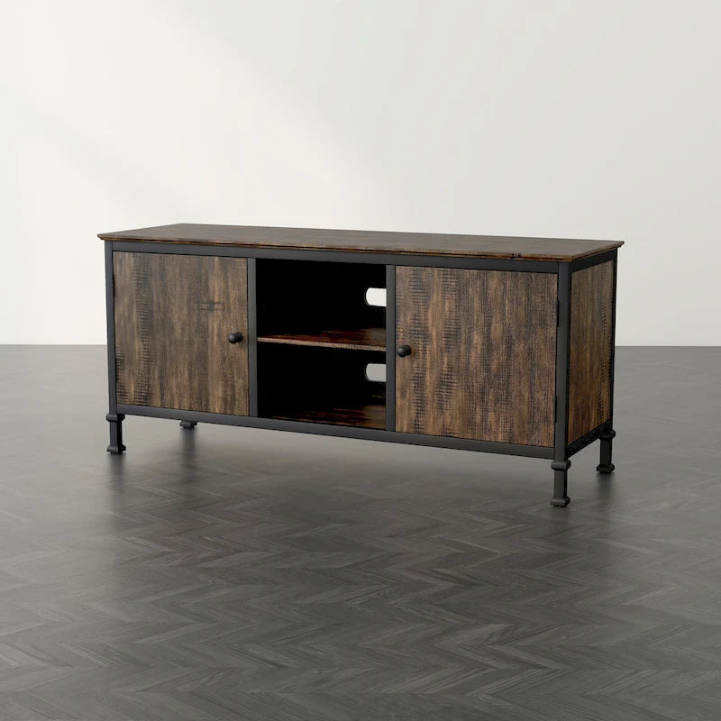 Dele Rustic Oak 60-inch Wood Multi-functional Storage TV Console by Furniture of America