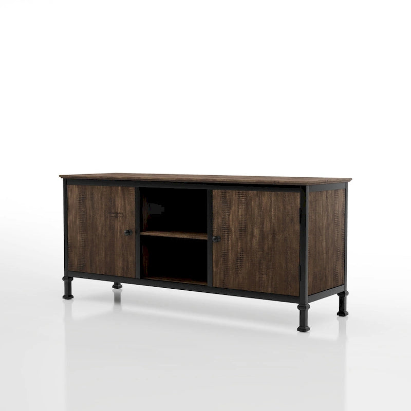 Dele Rustic Oak 60-inch Wood Multi-functional Storage TV Console by Furniture of America