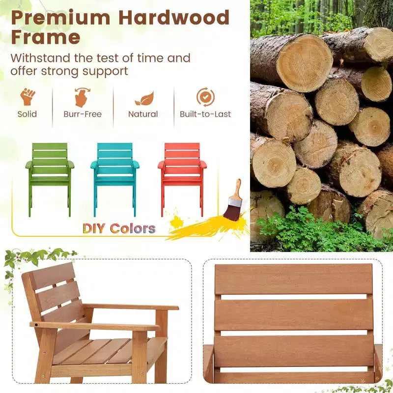Costway 3-PCS Outdoor Wood Bistro Set with 2 Hardwood Chairs & Folding Bistro Table Patio