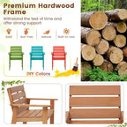Costway 3-PCS Outdoor Wood Bistro Set with 2 Hardwood Chairs & Folding Bistro Table Patio