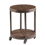 SEI Furniture Kenya Industrial Brown Wood Round Side Table with Shelf
