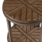 SEI Furniture Kenya Industrial Brown Wood Round Side Table with Shelf