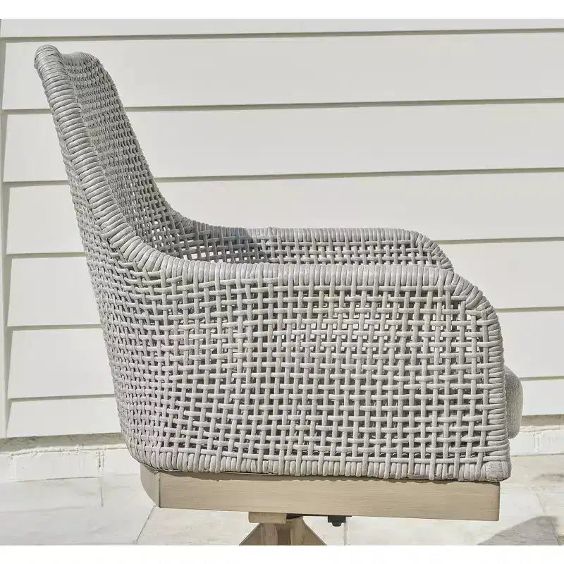 Signature Design by Ashley Seton Creek Outdoor Swivel Dining Chair (Set of 2), Gray