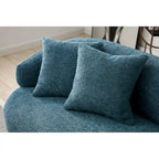 Blue Mid-Century Modern Curved Sofa