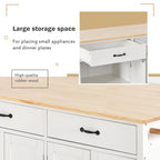Essential MDF Kitchen Island Cart with Solid Wood Top, Locking Wheels, and Spice Rack