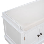 Storage Bench with 4 Doors and Adjustable Shelves with Removable Cushion (Antique Navy)