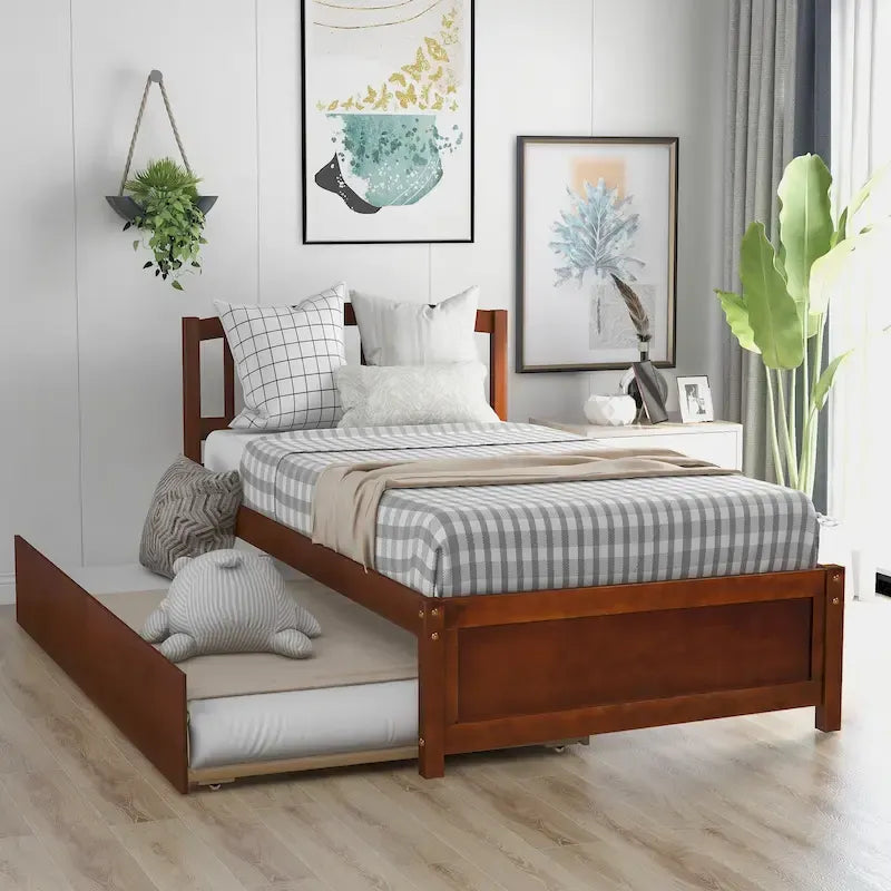 Twin Size Wood Platform Storage Bed with Drawers